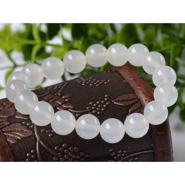 Vòng tay đá Mã Não Trắng chất lượng 3A