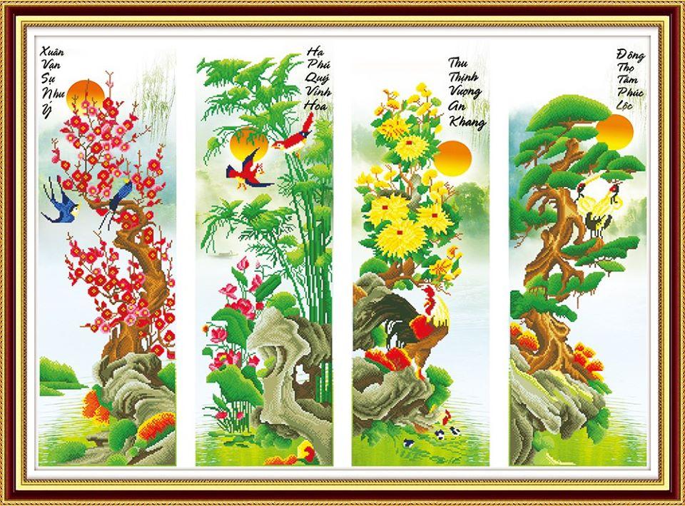 Tranh đính đá bộ tứ tứ quý bốn mùa Tùng Cúc Trúc Đào VS107 Kích thước 152x100cm. Shop cam kết bán hàng đúng mẫu mã sản phẩm, đảm bảo chất lượng-uy tín lên hàng đầu
