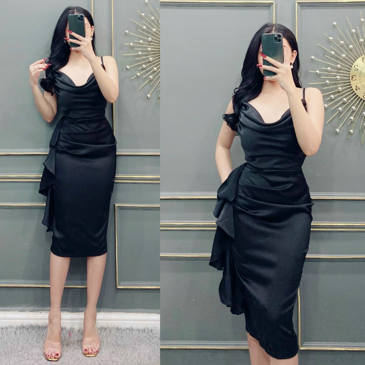 Đầm body cổ đỗ bèo hông-QH#damnu