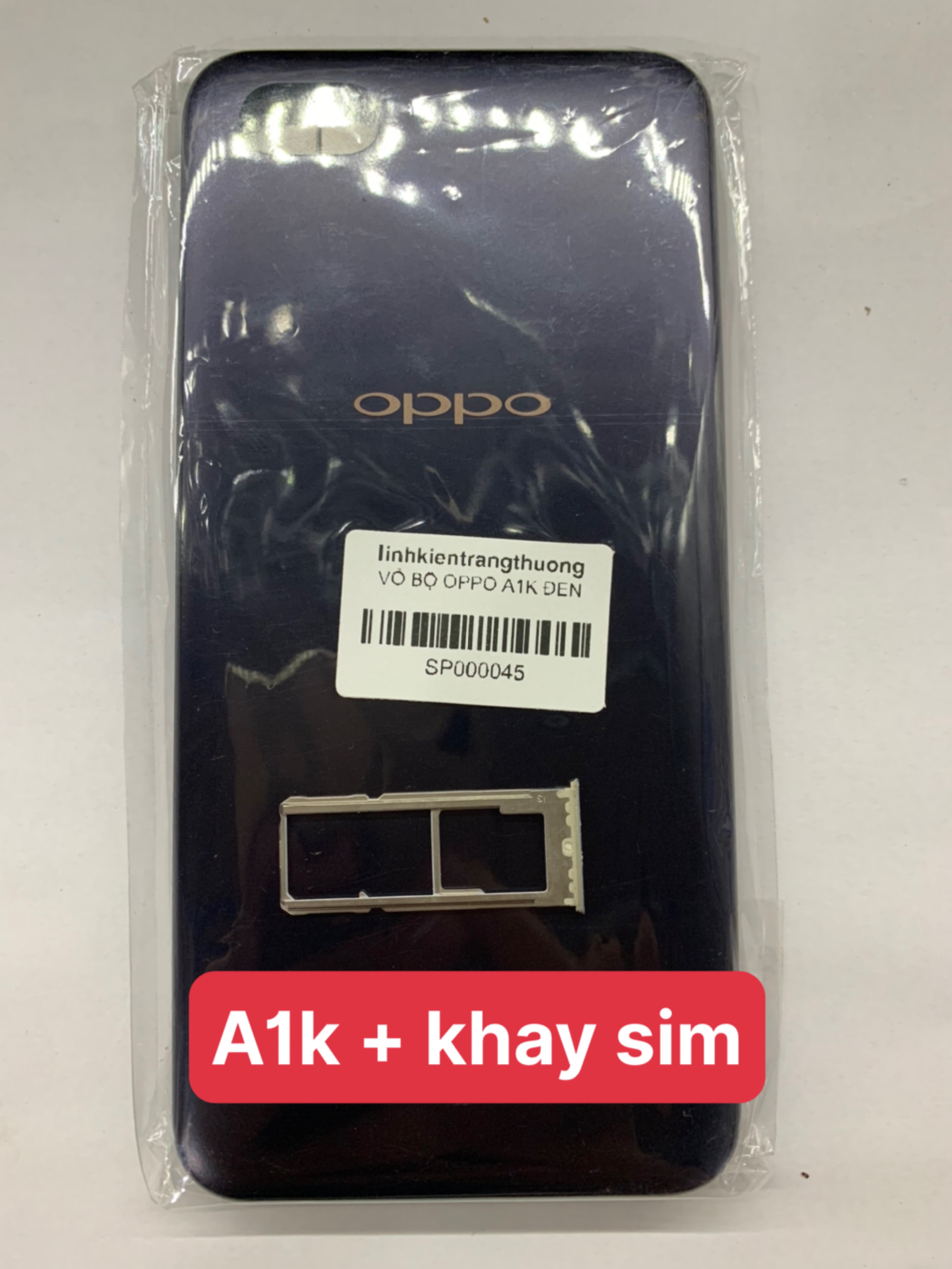 Bộ vỏ oppo A1k new zin - ( gồm lưng, sườn, phím, kính camera)