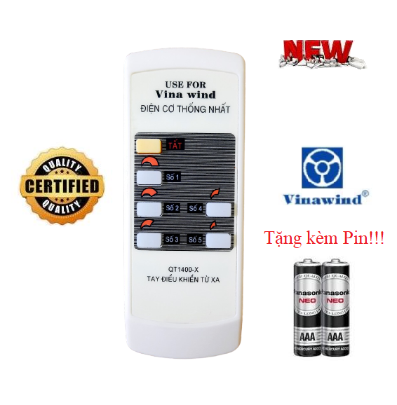 Điều khiển quạt trần điện cơ thống nhất Vinawind- Hàng tốt 100% Tặng kèm Pin!!!