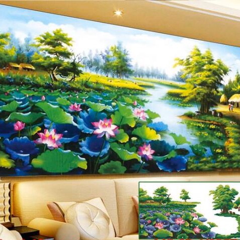 [HCM]Tranh đính đá Phong cảnh kt 120x65 cm