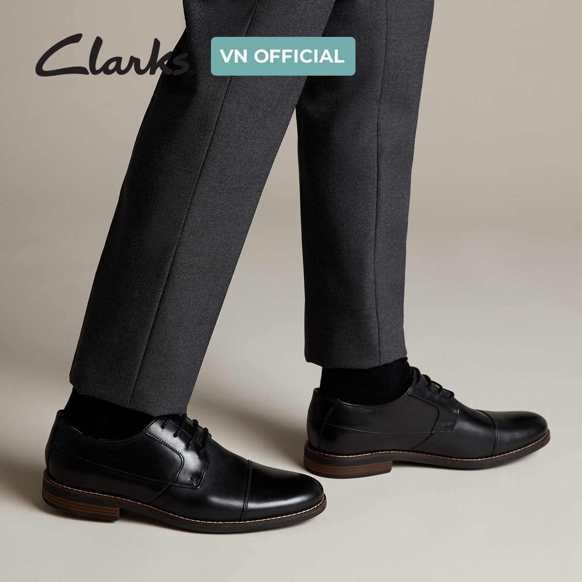 Giày Tây Da Nam Clarks - Becken Cap
