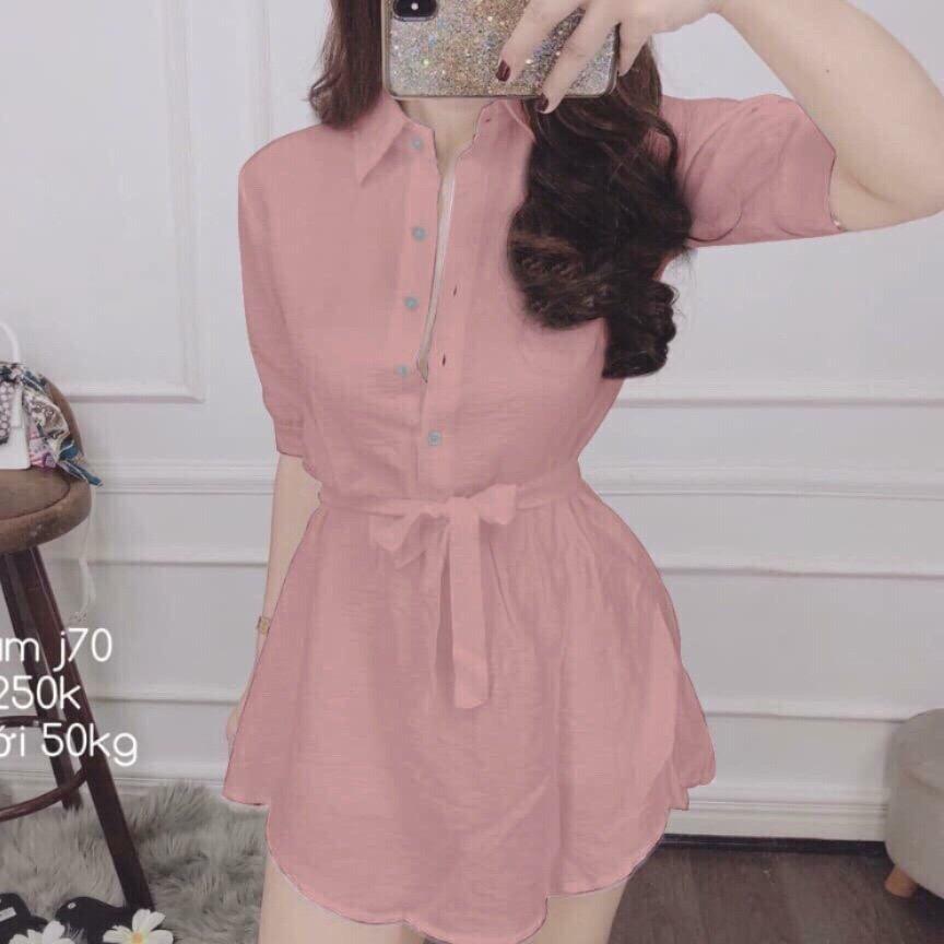 Áo sơ mi phọt dài cột eo dễ thương miule