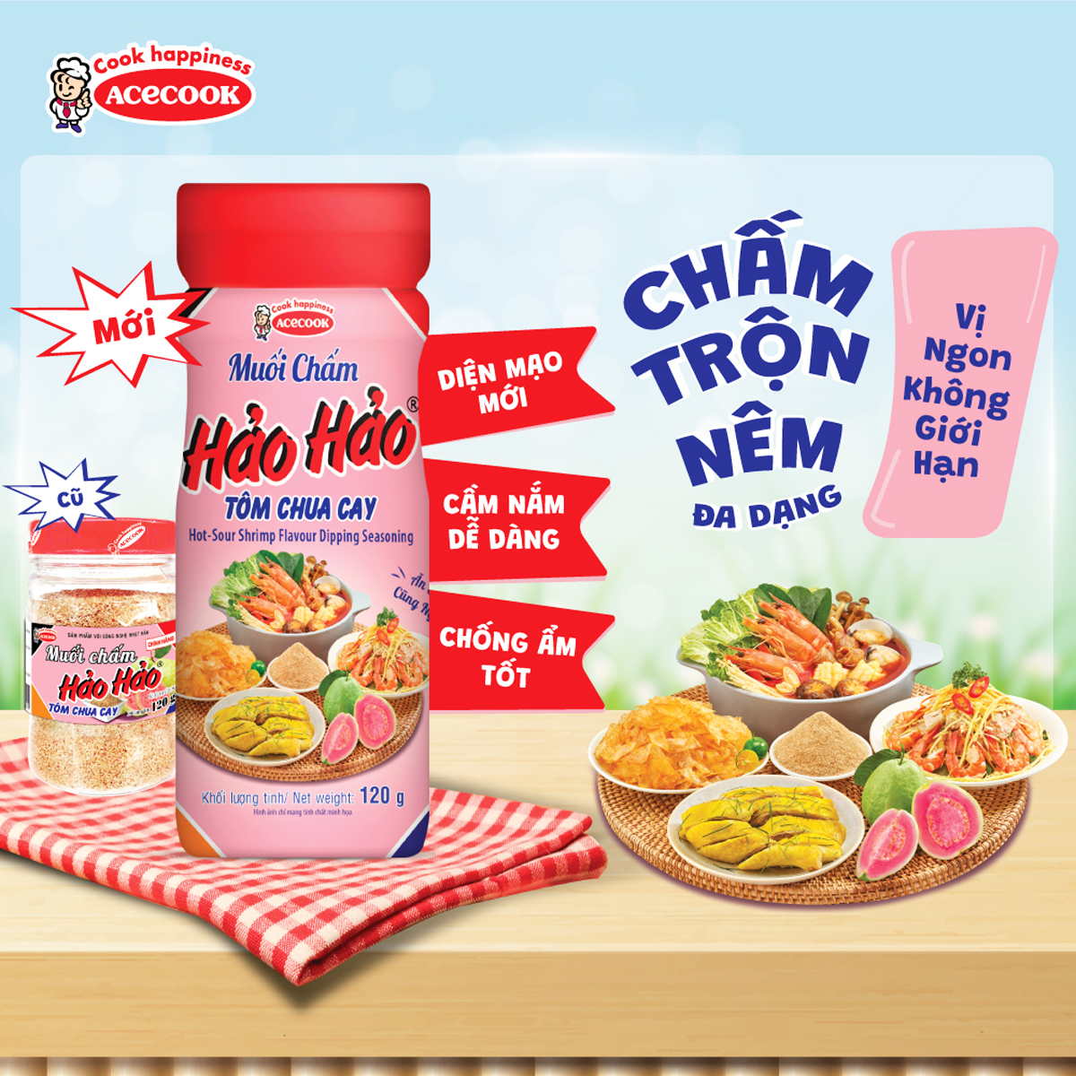 COMBO 2 HŨ MUỐI CHẤM HẢO HẢO TÔM CHUA CAY 120 GRAM