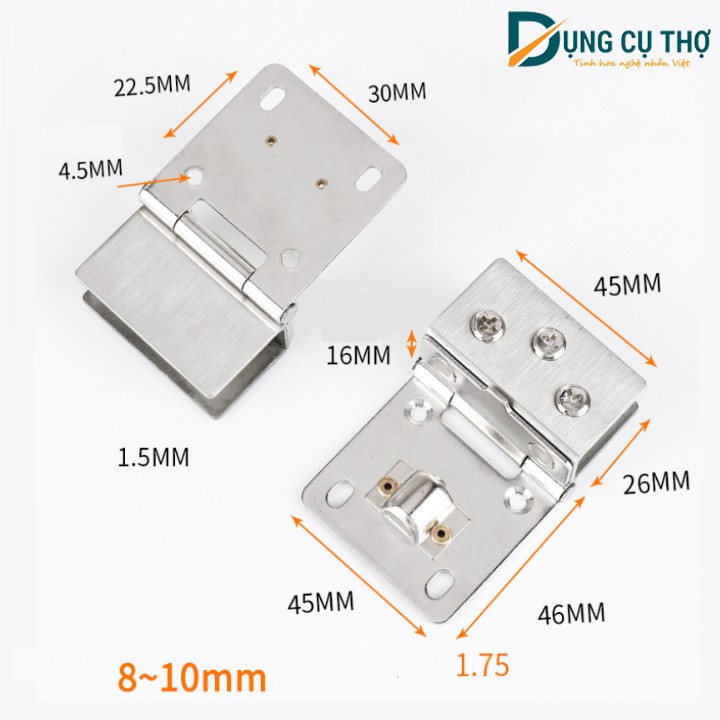 Bản lề cửa kính inox chốt bi