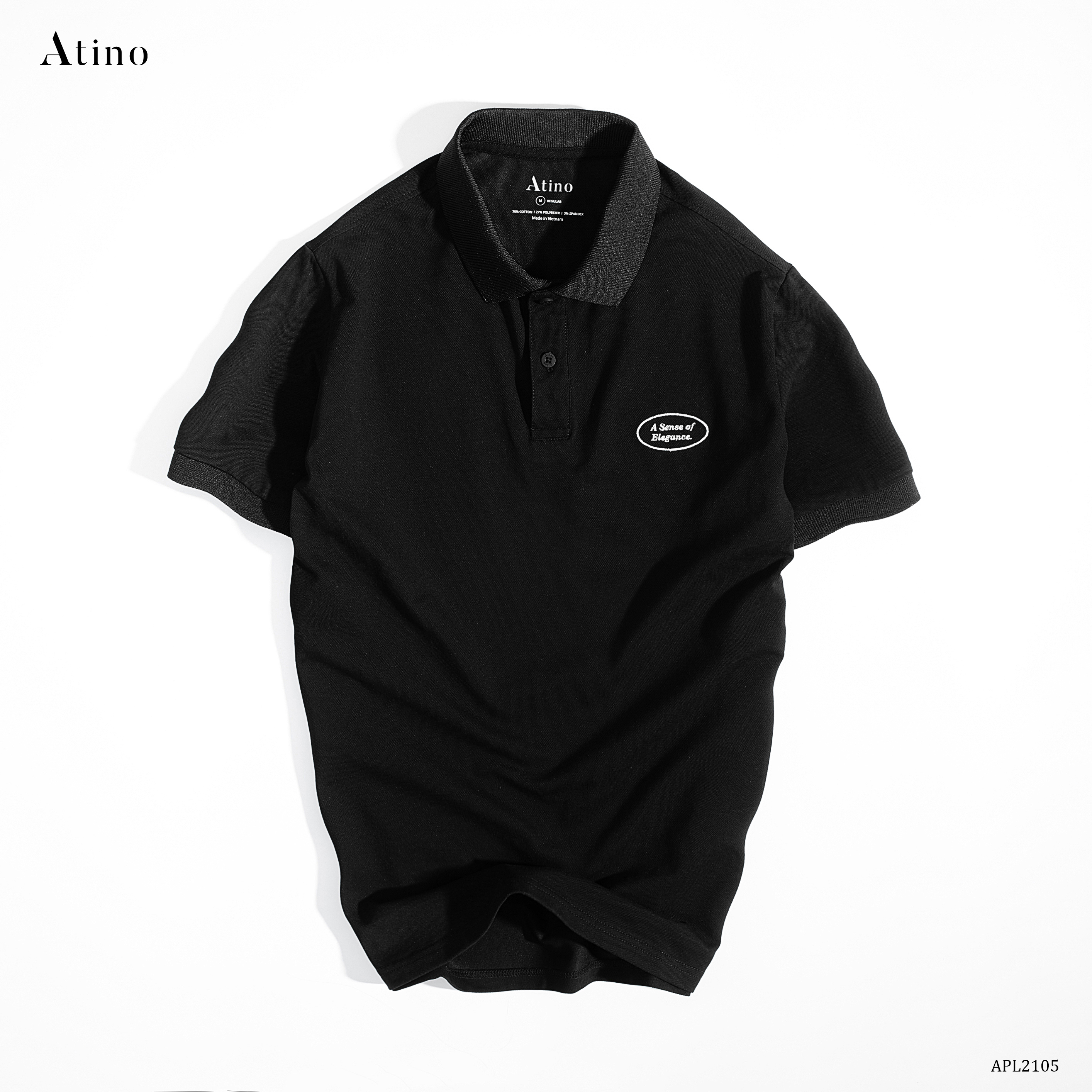 Áo Polo Nam ATINO LABEL thanh lịch vải cá sấu Cotton cao cấp thoáng mát chuẩn form regular - Áo thun nam có cổ APL2105