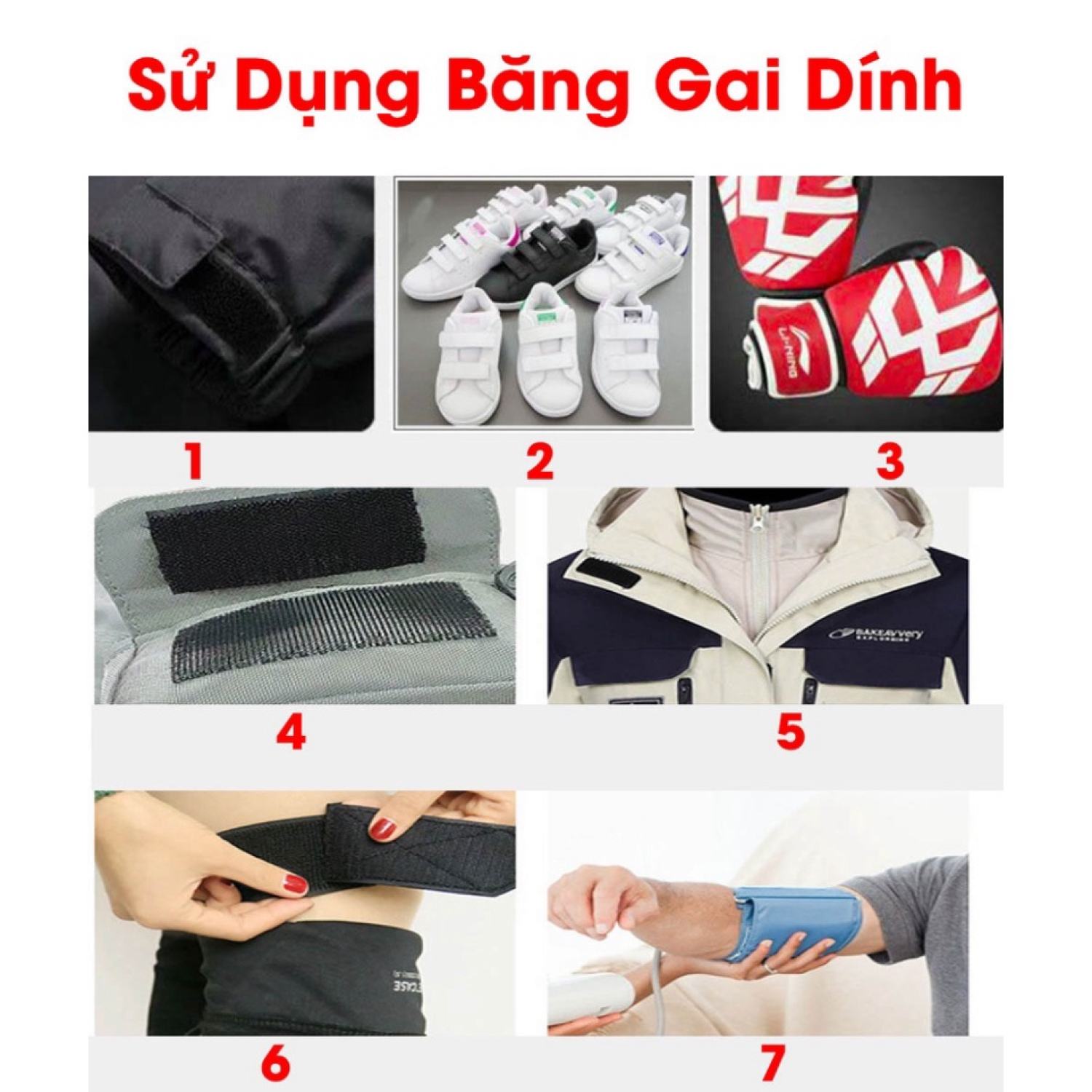 Băng gai dính nhám gai đa năng, miếng dán vải 2 mặt dán các vật dụng đời sống