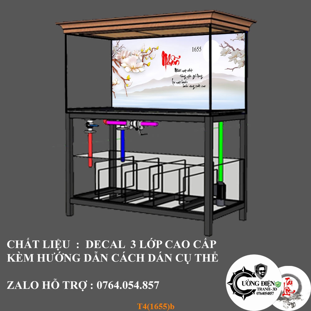 Tranh 3D dán bể cá cảnh - Có keo sẵn - Nhiều kích thướt lựa chọn