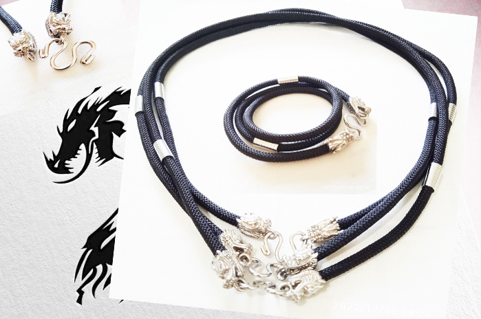 [HCM]DÂY CHUYỀN NAM DÙ ĐEN THÁI BỌC ĐẦU RỒNG INOX HM035 . tặng  mặt phật 50k