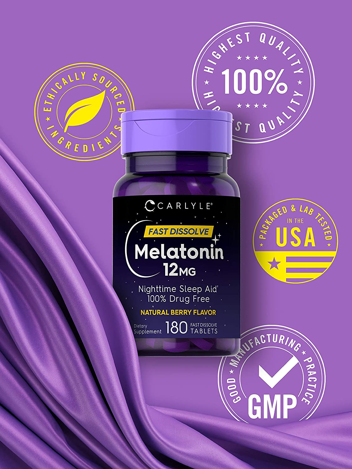Carlyle Melatonin 12mg Fast Dissolve 180 Tablets -  Chăm sóc giấc Ngủ