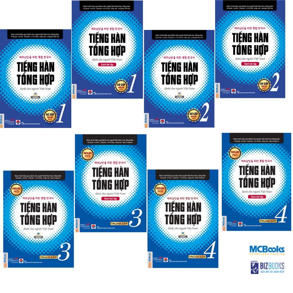 Sách - Combo Trọn Bộ Giáo Trình Tiếng Hàn Tổng Hợp Sơ Cấp & Trung Cấp ( Tập 1, 2, 3, 4 ) Bản Đen Trắng - McBooks
