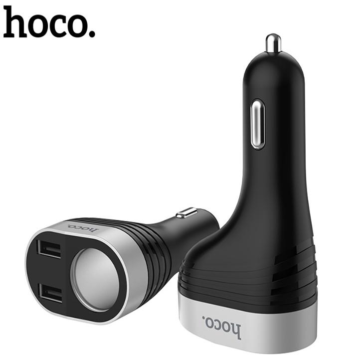 Bộ chia tẩu sạc ô tô, xe hơi nhãn hiệu Hoco Z29 dòng ra 2.4A, công suất 96W (Màu đen)