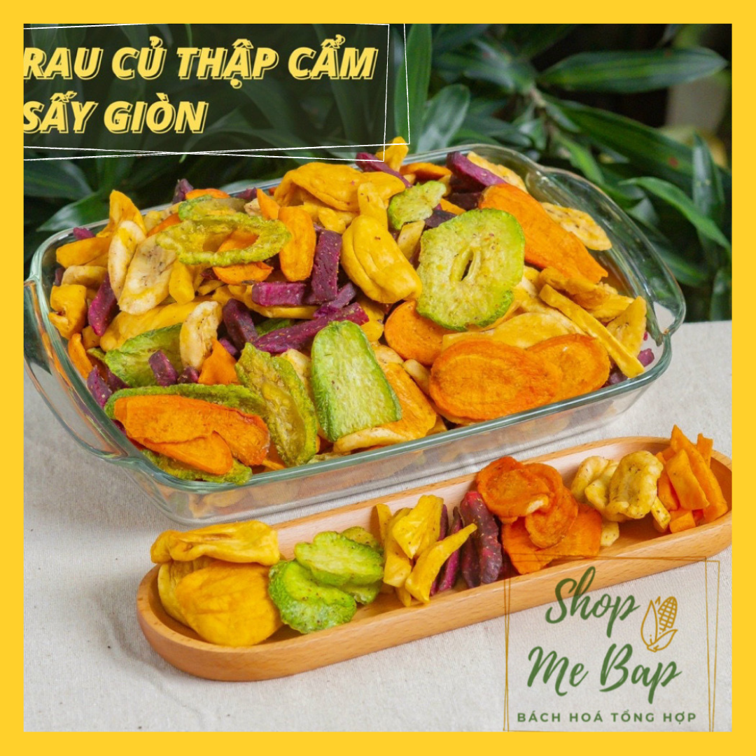 Thập Cẩm Sấy Giòn Đà Lạt 250g - Mít, Chuối, Khoai Lang, Khoai Tây, Đậu Bắp, Cà Rốt - Shop Mẹ Bắp