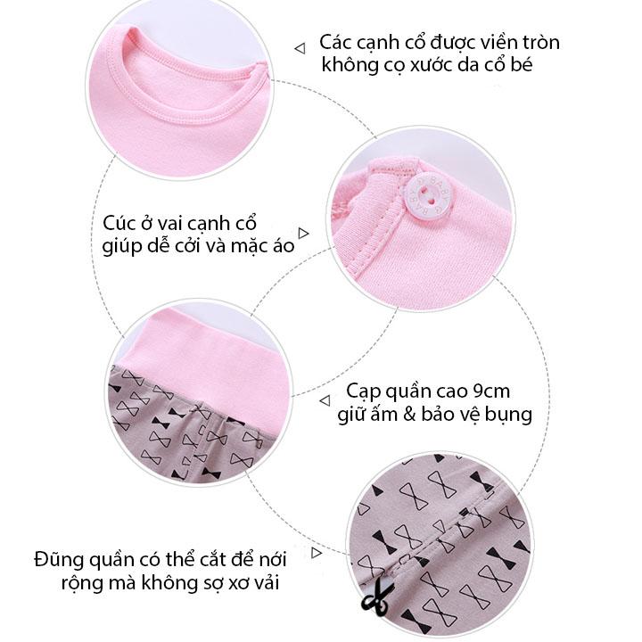 Bộ quần áo trẻ em cạp cao giữ ấm bụng