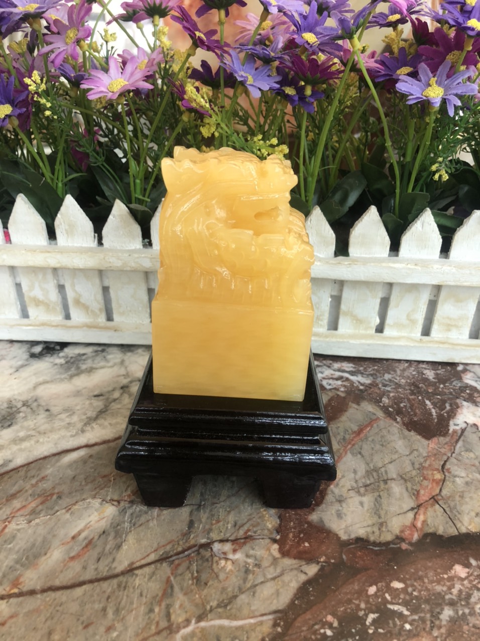 Ấn Rồng phong thủy đá ngọc hoàng long - Cao 10 cm