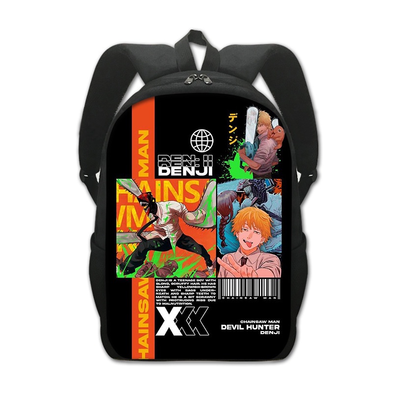 New chainsaw man anime school bag chainsaw man creative polyester comfortable backpack