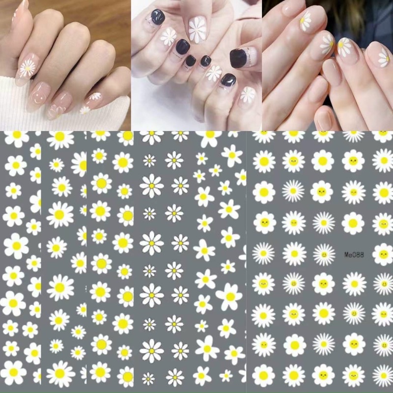 Sticker hoa dán móng tay nail hoa trắng