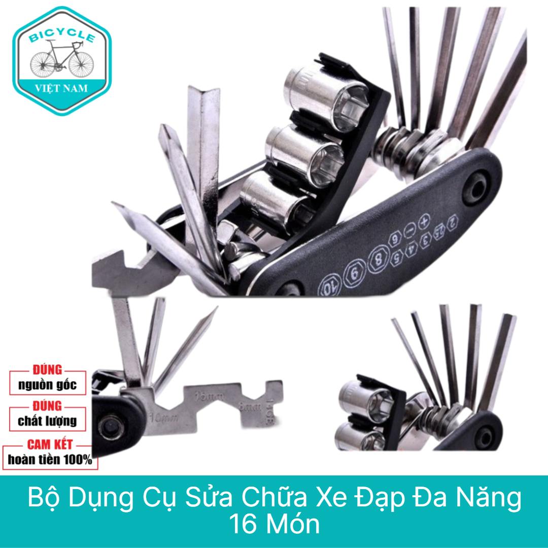 Bộ Dụng Cụ Sửa Chữa Đa Năng Xe Đạp 16 Món – Tiện Lợi, Gọn Nhẹ, Dễ Sử Dụng