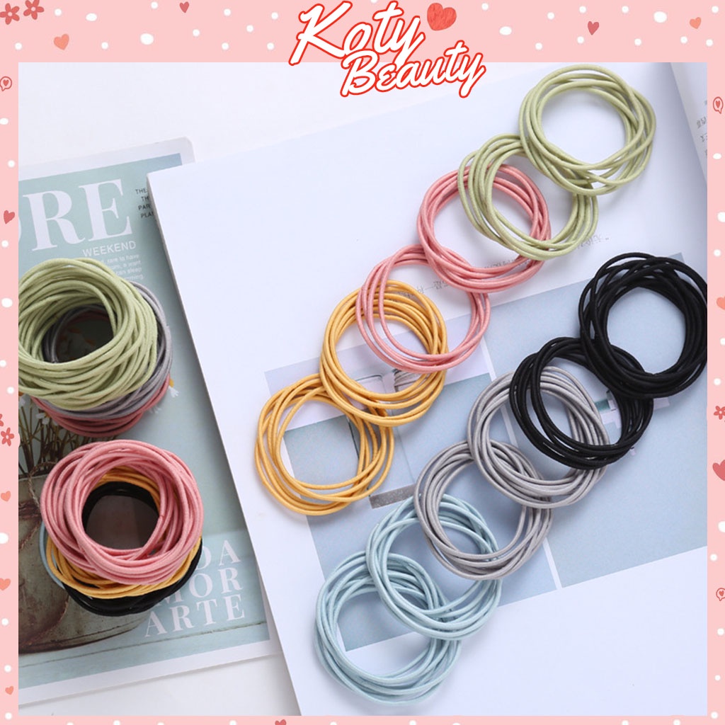 Set 100 dây cột tóc cao su co dãn dễ thương cho nữ CT1