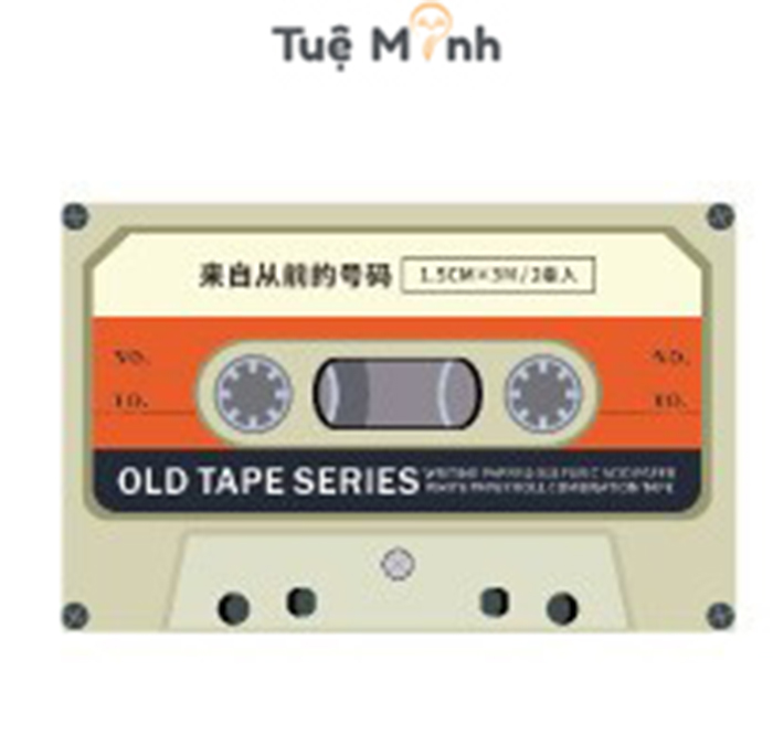 Bộ 2 dải washi tape 3m hình cuộn băng radio vintage trang trí bullet journal Tuệ Minh WA07