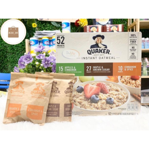 Yến Mạch Quaker Instant Oatmeal 3 vị (52 gói)