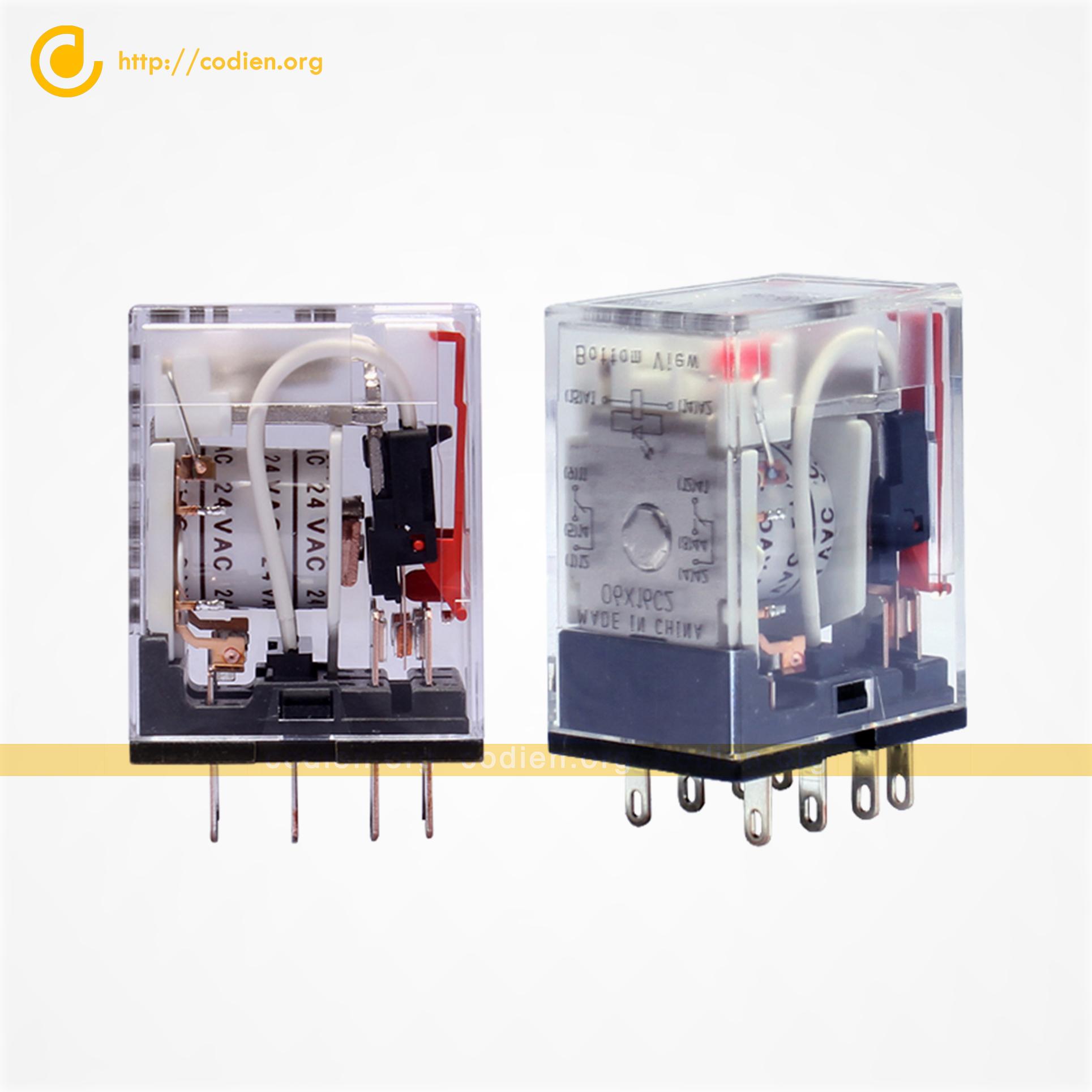 Relay trung gian MY2N-GS có tùy chọn kèm đế