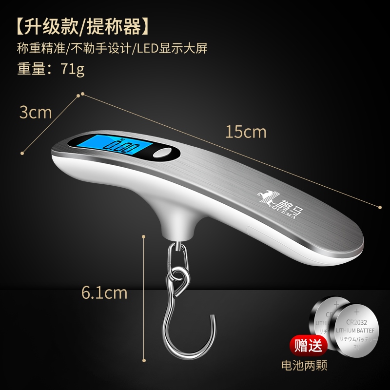 German Portable Hand Scale Electronic Hook Weighing Mini Electronic Scale High Precision Luggage Scale Household Fishing Small Scale