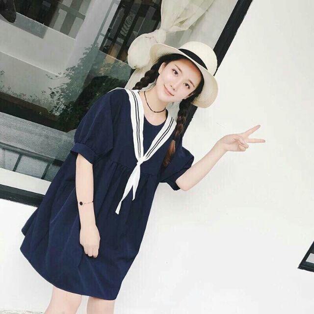 [HCM]Đầm thủy thủ babydoll (kèm hình thật) - Đầm nữ dự tiệc dạo phố dễ thương
