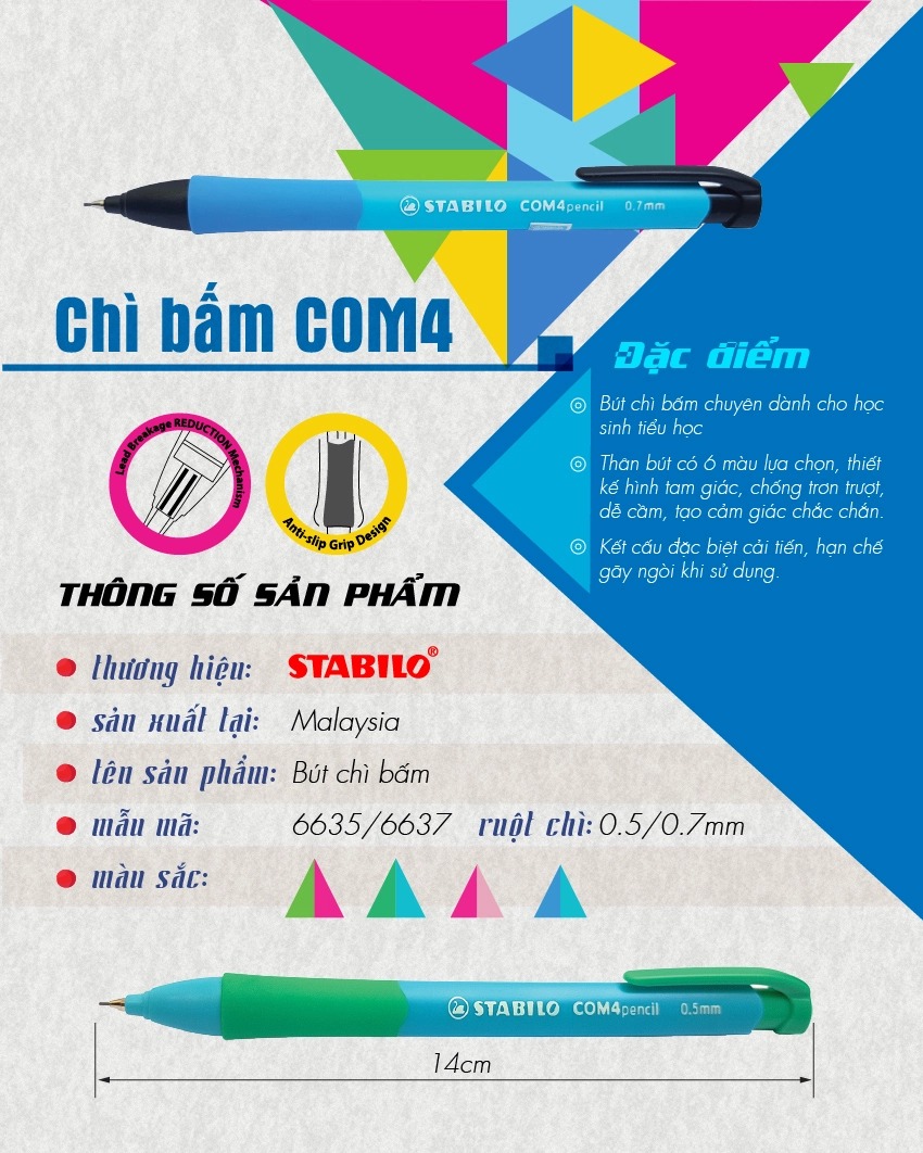 Bút chì bấm STABILO COM4pencil 0.5/0.7mm