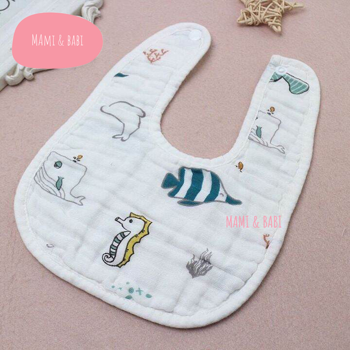 (LOẠI ĐẸP) Yếm Cho Bé Trai Bé Gái, Yếm Ăn Dặm 8 lớp YẾM VUÔNG Cho Bé Sơ Sinh Chất Vải Xô Siêu Thấm Hút Mềm Mại Bấm Nút