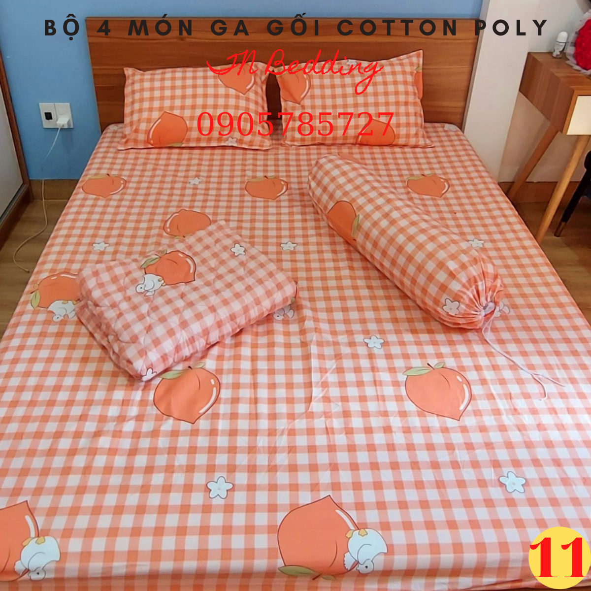 [Siêu rẻ] Bộ  Ga Gối Coton Poly 4 món( ga, 2 vỏ gối nằm, 1 vỏ gối ôm)