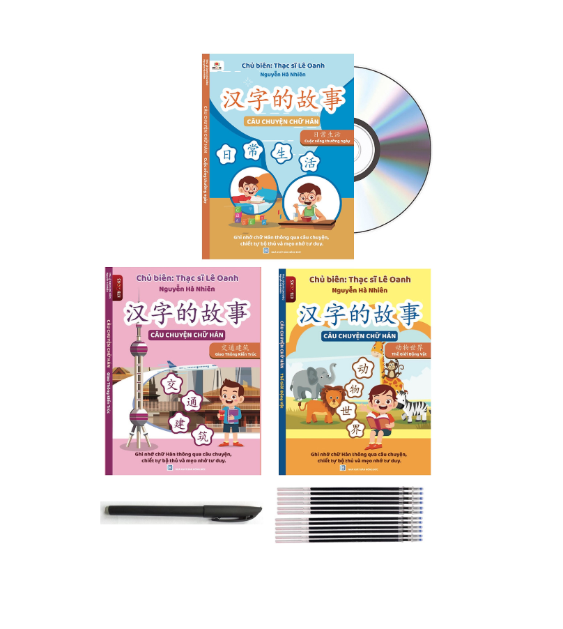 [HCM]Combo 3 sách - Câu Chuyện Chữ Hán Cuộc sống thường ngày Giao Thông Kiến Trúc thế giới động vật (Song ngữ Trung Việt phân tích chữ Hán mẹo nhớ thuận bút lượng từ mở rộng) + DVD quà tặng