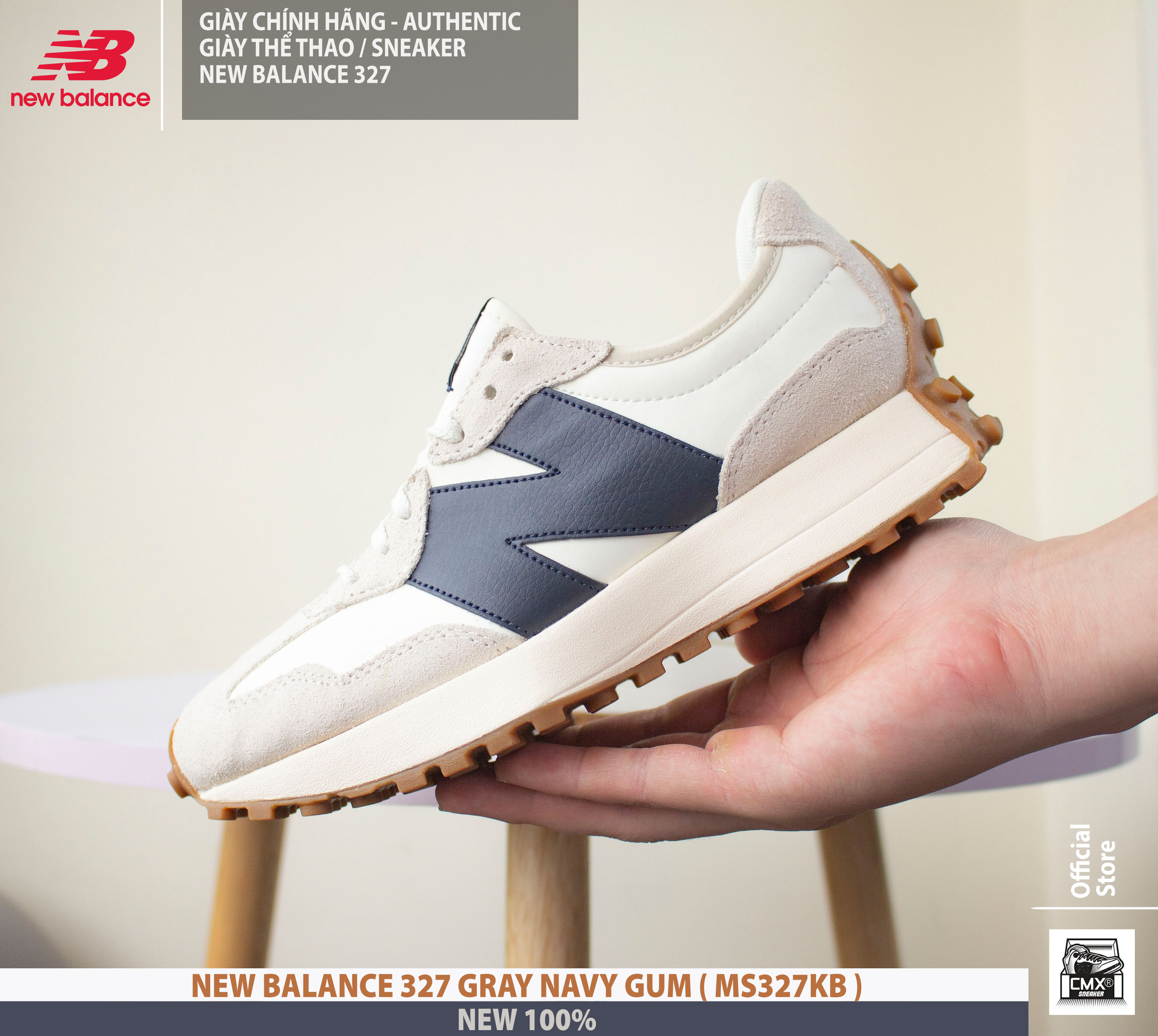 😘 [ HÀNG CHÍNH HÃNG CÓ SẴN ] Giày New Balance 327 WHITE NAVY GUM ( MS327KB ) - AUTHENTIC 100%