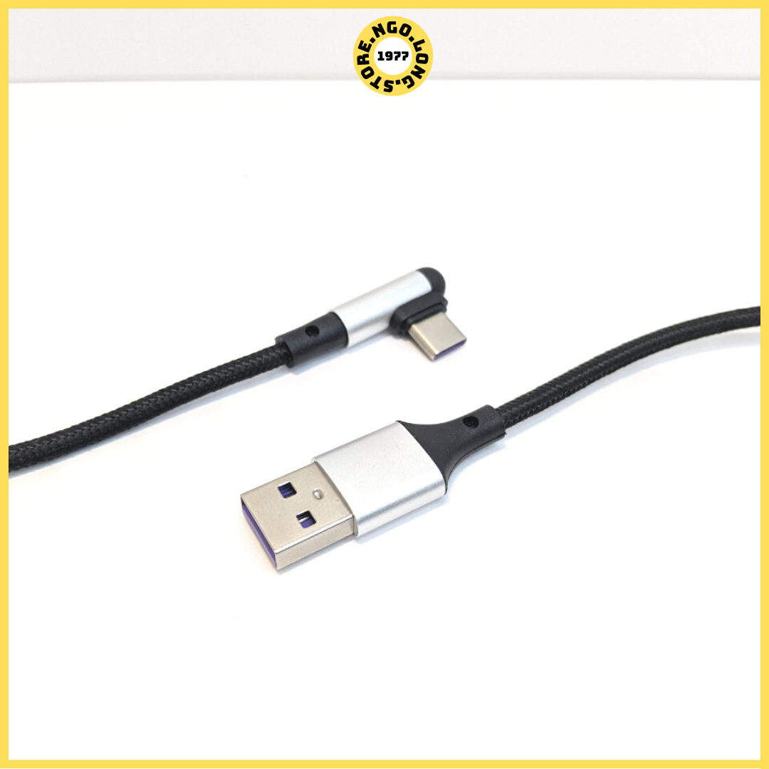 Dây Cáp Sạc Gập Đầu 1m2/ Cáp Sạc Nhanh 3A (Truyền Dữ Liệu) / Micro usb, type c, iphone, samsung - ( cáp sạc không vướng tay khi chơi game )