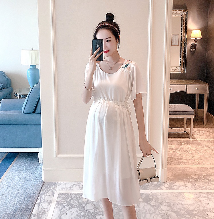 [HCM]Đầm bầu trăng thêu dự tiệc voan nhẹ mát
