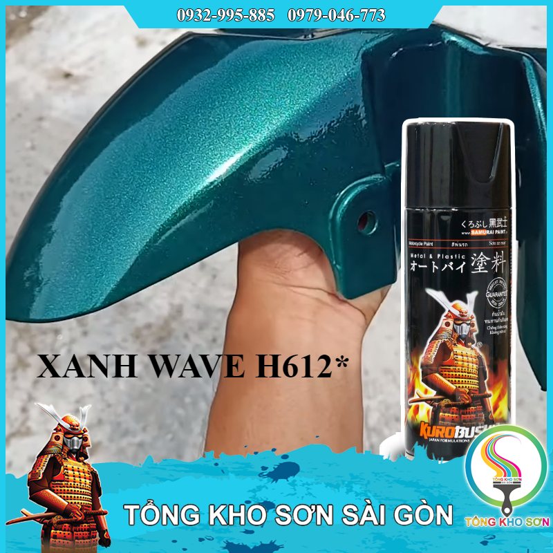 Bình sơn xịt màu xanh wave H612 Samurai