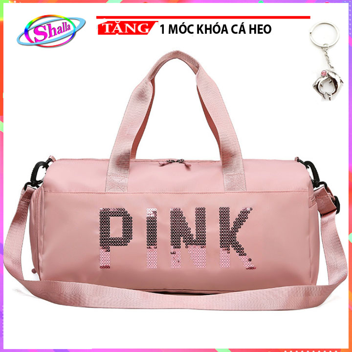 Túi du lịch thể thao thời trang Pink siêu đẹp có ngăn đựng giày cao cấp Tặng móc khóa cái heo