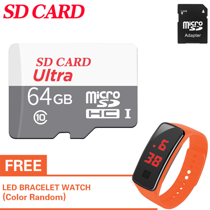 Thẻ nhớ sd class10, thẻ nhớ micro sdhc tf, thẻ nhớ siêu nhỏ sdxc 64gb, micro sdhc c10 100 mb với đồng hồ led miễn phí