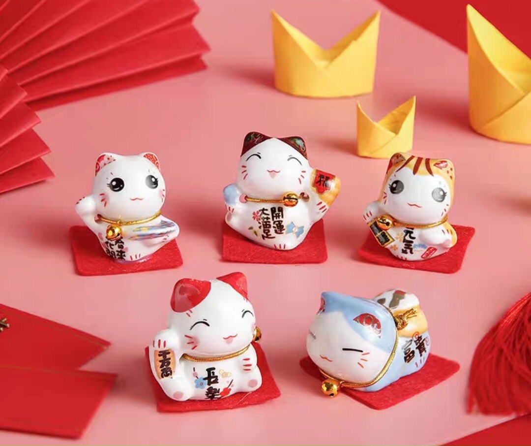 bộ 5 chú mèo thần tài mini