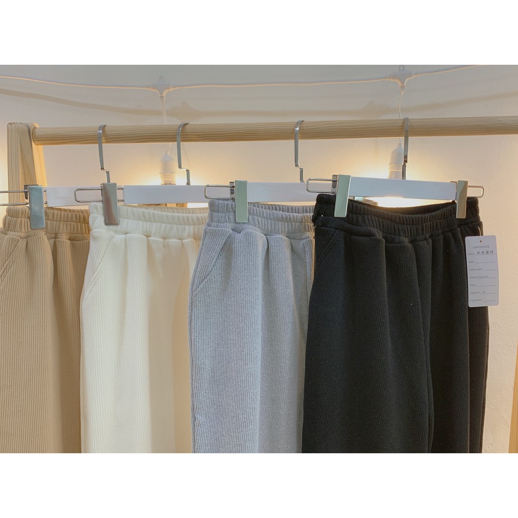 Quần jogger nữ dài bo gấu chất len tăm
