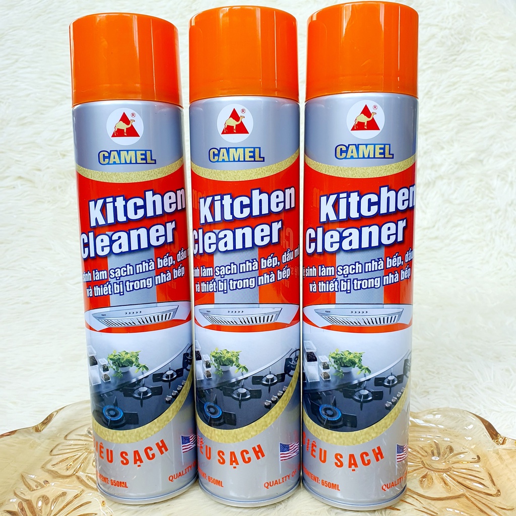 Chai xịt vệ sinh nhà bếp 650ml kitchen cleaner dạng bọt hiệu camel - xịt tẩy rửa đa năng – nước tẩy rửa nhà