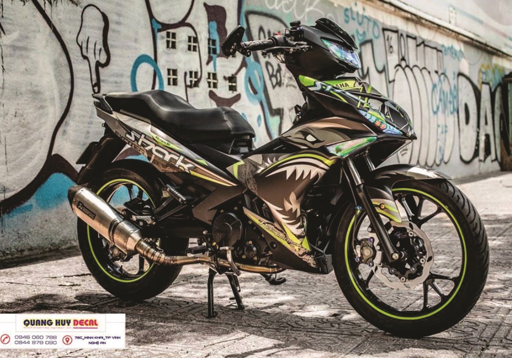 Tem trùm exciter 150 cá mập xanh xám,team decal ex 150 shark