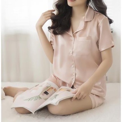 [BỘ NGỦ NỮ]Đồ ngủ nữ LULA BOUTIQUE lụa cộc tay, Bộ pijama lụa nữ mùa hè