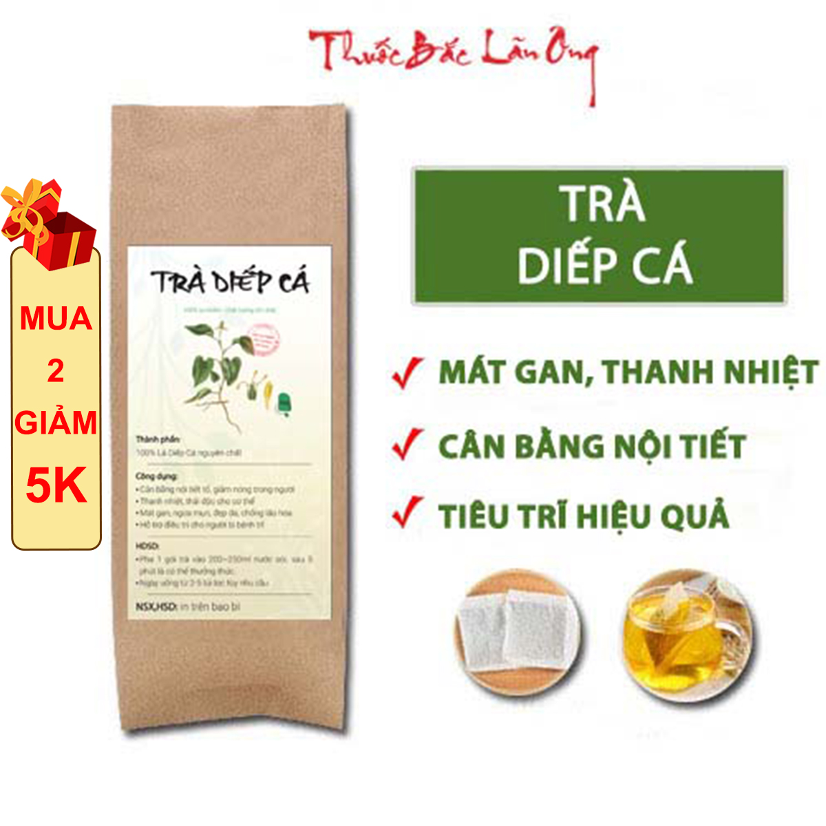 Trà diếp cá thanh nhiệt detox ngăn ngừa mụn mát gan