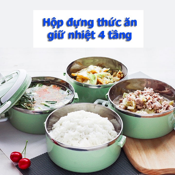 [HCM][ LOẠI TỐT ] CÀ MEN 4 TẦNG INOX LÚA MẠCH - CÀ MEN GIỮ NHIỆT 24H - TIỆN LỢI CÓ QUAI XÁCH - AN TOÀN SỨC KHỎE