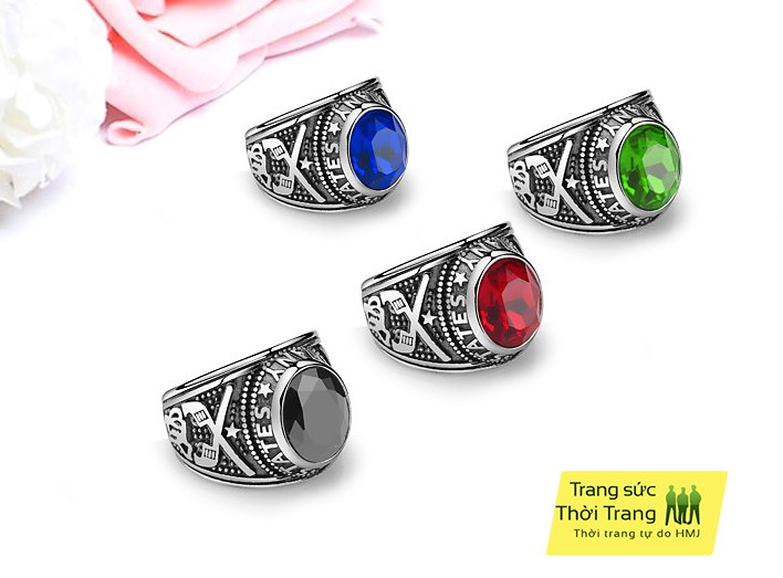 [HCM]NHẪN NAM THÁI LAN- INOX CAO CẤP NHẪN QUÂN ĐỘI MỸ ĐÁ -ĐỎ -ĐEN-XANH -INOX SÁNG ĐẸP KHÔNG PHAI MÀU THEO THỜI GIAN
