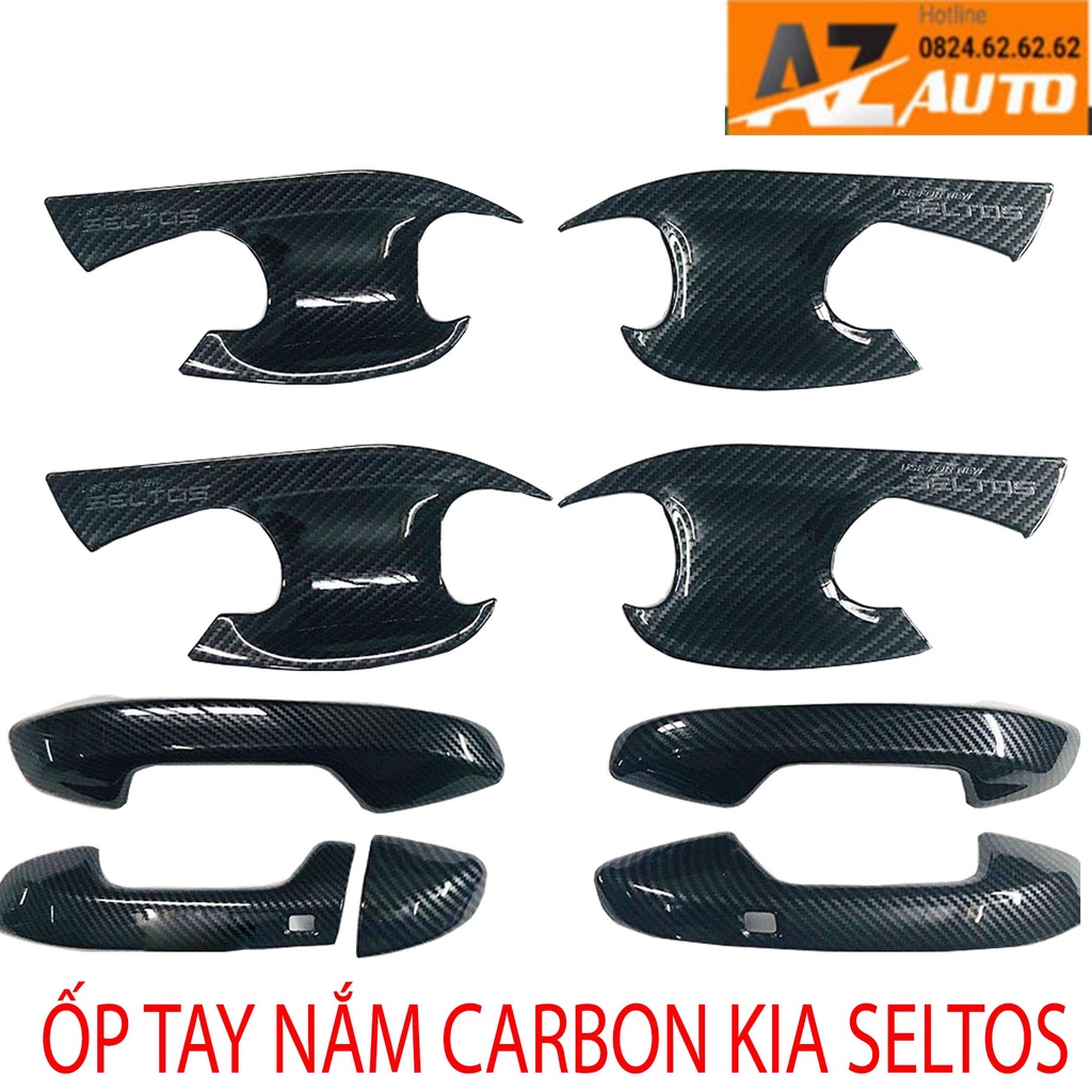 Ốp tay nắm, hõm cửa kia seltos 2021- 2022 carbon
