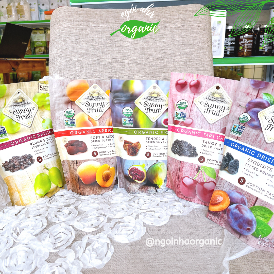 Nho/mơ/mận/sung/cherry khô hữu cơ Sunny Fruit