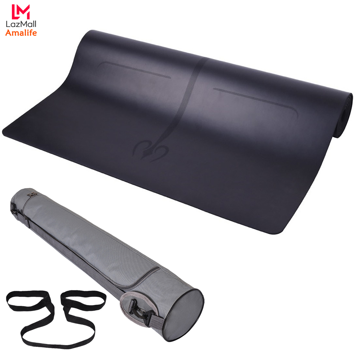 Thảm Tập Yoga Định Tuyến Da PU Kèm Túi Đựng Thảm - Dây Buộc Cao Cấp Chính Hãng Amalife - Thảm Yoga, Thảm Tập Gym